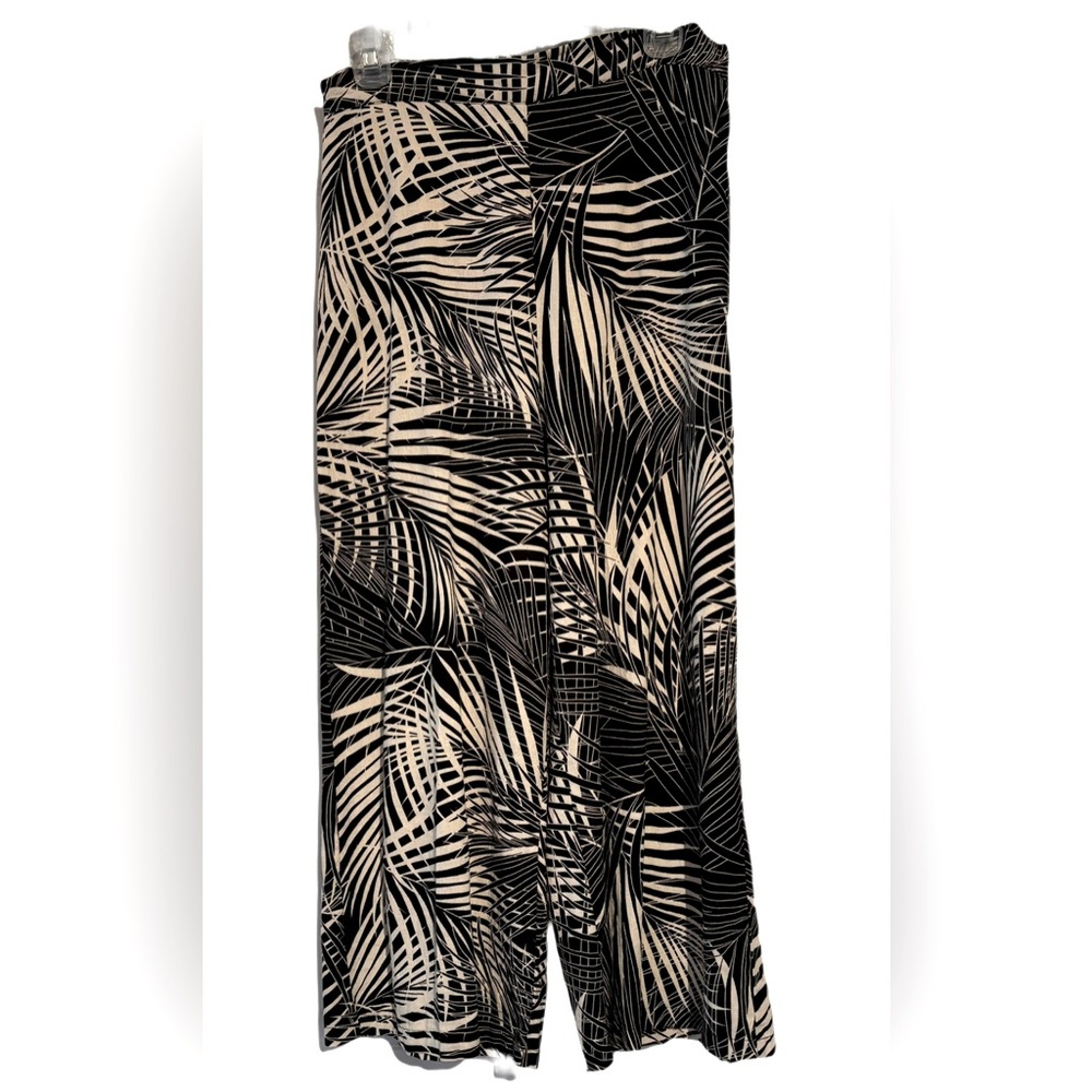Wide leg cropped pants, linen/rayon blend size M